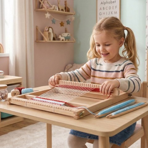 VIGA Drewniane Krosno Warsztat Tkacki Zestaw do tkania Montessori