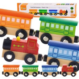 Viga Drewniany Pociąg Magnetyczny Lokomotywa Wagoniki 3+