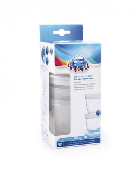 Pojemniki do przechowywania pokarmu 180ml 4 sztuki Canpol 12/204