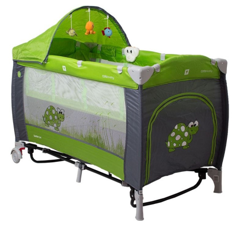 SAMBA LUX Coto Baby łóżeczko turystyczne, dwa poziomy, moskitiera, otwierany bok - green