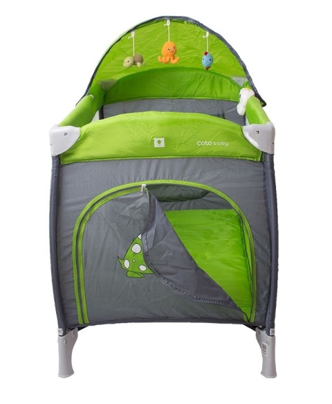 SAMBA LUX Coto Baby łóżeczko turystyczne, dwa poziomy, moskitiera, otwierany bok - green