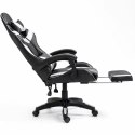 Fotel Gamingowy LEAN Obrotowy Biurowy Z Podnóżkiem Poduszki Czarno-Biały