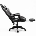 Fotel Gamingowy LEAN Obrotowy Biurowy Z Podnóżkiem Poduszki Czarno-Szary