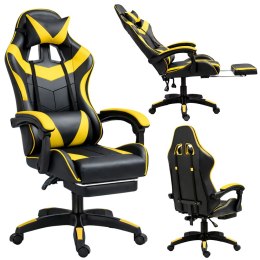 Fotel Gamingowy LEAN Obrotowy Biurowy Z Podnóżkiem Poduszki Czarno-Żółty