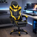Fotel Gamingowy LEAN Obrotowy Biurowy Z Podnóżkiem Poduszki Czarno-Żółty