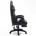 Fotel Gamingowy LEAN Obrotowy Biurowy Z Podnóżkiem Poduszki Czarny