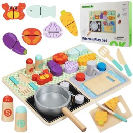 TOOKY TOY Drewniana Kuchnia z Akcesoriami - Zestaw Małego Kucharza