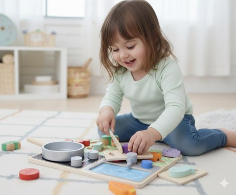 TOOKY TOY Drewniana Kuchnia z Akcesoriami - Zestaw Małego Kucharza