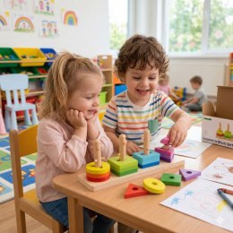 TOOKY TOY Sorter Kształtów z Kolorowymi Blokami Montessori