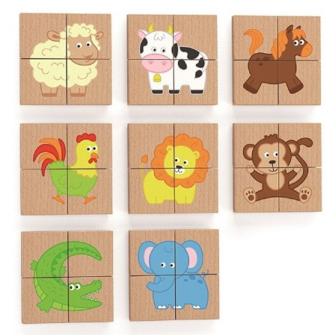 VIGA Drewniane Puzzle Magnetyczne Zwierzęta Układanka Certyfikat FSC