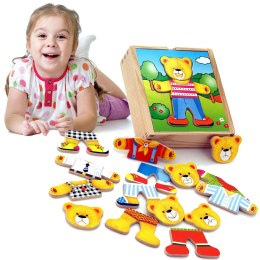 VIGA Drewniane Puzzle Układanka Edukacyjna Ubierz Misia Chłopca