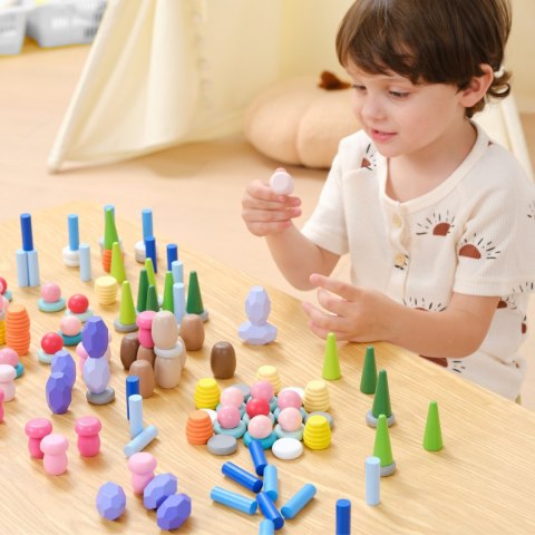 VIGA Klocki Drewniane Edukacyjne Układanka Montesori Sorter 141el.