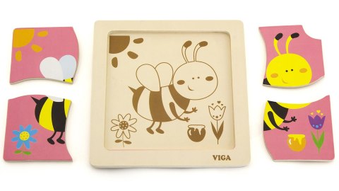 Viga Drewniane Puzzle Pszczoła Układanka Montessori Edukacyjna 18m+ Owad