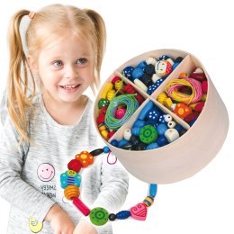 VIGA Zestaw Drewniane Koraliki do nawlekania 608 Elementów Pudełko