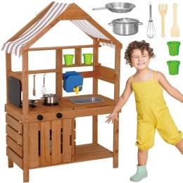 WOOPIE GREEN Kuchnia Drewniana Ogrodowa Błotna z Daszkiem Zlewem Kranem