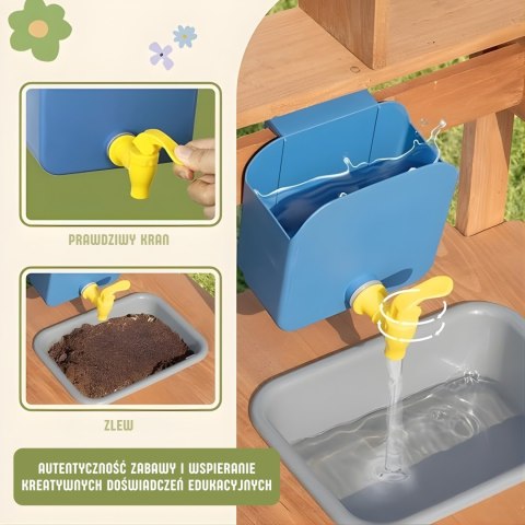 WOOPIE GREEN Kuchnia Drewniana Ogrodowa Błotna z Daszkiem Zlewem Kranem