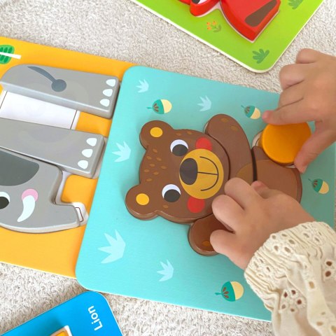 WOOPIE GREEN Układanka Drewniana Klocki Zwierzątka Montessori FSC 34el.