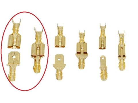 Para Konektorów Konektor Samochodowy Z Zaczepem Złączka Nasuwka 6,3mm 100kpl (200szt) Męski + Żeński Komplet