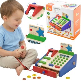 VIGA Drewniana Kasa sklepowa z akcesoriami Skaner Montessori
