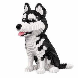 Zestaw Klocki Konstrukcyjne Pies Husky Biało-Czarny Figurka 3D 1900 el.