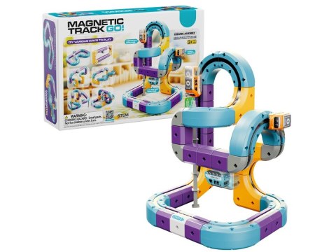 Tor Magnetyczny Zjazd samochodowy Kolejka Zjeżdżalnia Pociąg Klocki Konstrukcyjne 54 el.