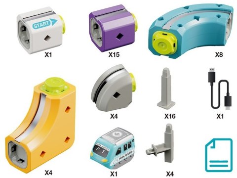 Tor Magnetyczny Zjazd samochodowy Kolejka Zjeżdżalnia Pociąg Klocki Konstrukcyjne 54 el.