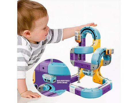 Tor Magnetyczny Zjazd samochodowy Kolejka Zjeżdżalnia Pociąg Klocki Konstrukcyjne 54 el.