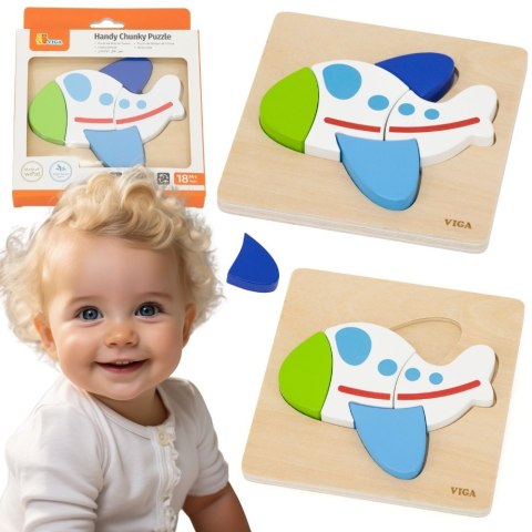 VIGA Drewniane Puzzle - Kolorowy Samolot
