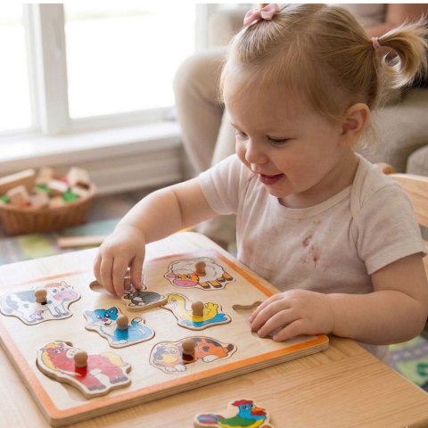 VIGA Drewniane Puzzle Zwierzęta z Farmy Układanka