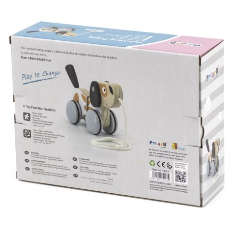 VIGA PolarB Drewniany Piesek do Ciągnięcia Koordynacja, Równowaga