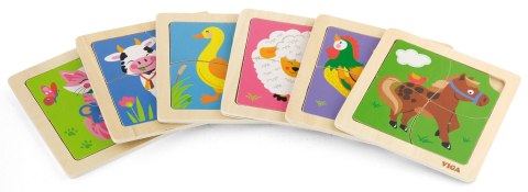 VIGA Poręczne Drewniane Puzzle Kaczuszka Układanka 4 elementy