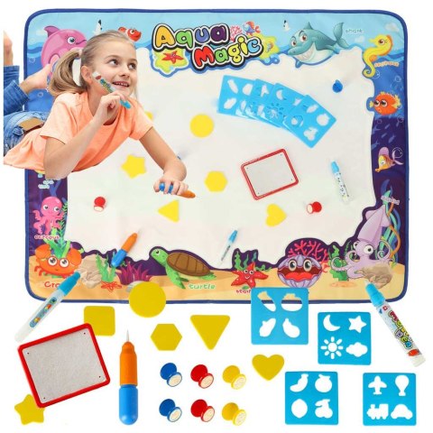 Mata wodna do malowania rysowania wodą XXL pieczątki szablony zestaw 100 x 80 cm