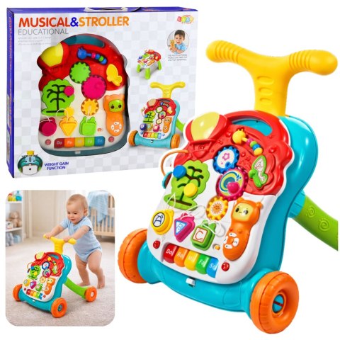 Chodzik Pchacz Edukacyjny Stolik Panel Interaktywny 5w1 Wielokolorowy
