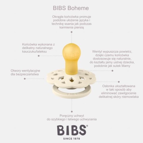 BIBS BOHEME VIOLET SKY S Smoczek Uspokajający kauczuk Hevea