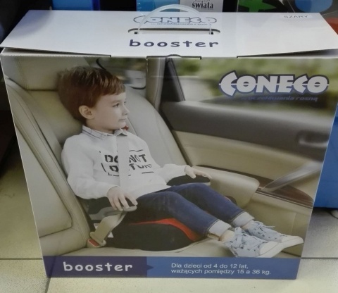 BOOSTER Coneco 15-36kg fotelik siedzisko podstawka, uchwyt na kubek