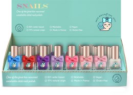 DISPLAY lakiery do paznokci Snails BIO (7 kolorów + utrwalacz ) 64 szt