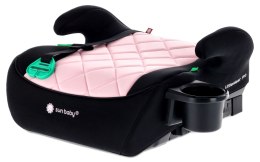 Fotelik podstawka booster siedzisko samochodowe SUNBABY - ISOFIX LittleNestPro 125-150 cm z uchwytem na kubek - czarny & różow