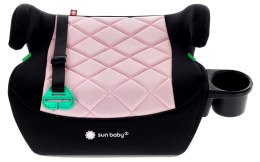 Fotelik podstawka booster siedzisko samochodowe SUNBABY - ISOFIX LittleNestPro 125-150 cm z uchwytem na kubek - czarny & różow