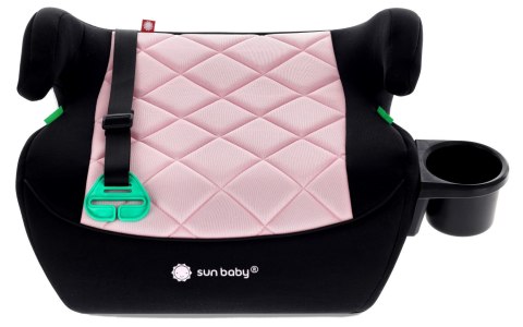 Fotelik podstawka booster siedzisko samochodowe SUNBABY - ISOFIX LittleNestPro 125-150 cm z uchwytem na kubek - czarny & różow