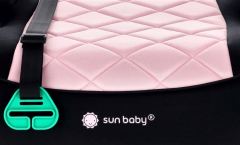 Fotelik podstawka booster siedzisko samochodowe SUNBABY - ISOFIX LittleNestPro 125-150 cm z uchwytem na kubek - czarny & różow