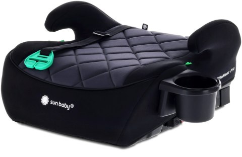 Fotelik podstawka booster siedzisko samochodowe SUNBABY - ISOFIX LittleNestPro 125-150 cm z uchwytem na kubek - czarny