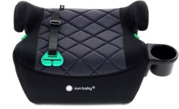 Fotelik podstawka booster siedzisko samochodowe SUNBABY - ISOFIX LittleNestPro 125-150 cm z uchwytem na kubek - czarny