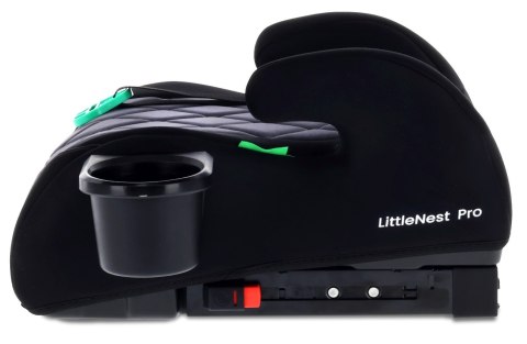 Fotelik podstawka booster siedzisko samochodowe SUNBABY - ISOFIX LittleNestPro 125-150 cm z uchwytem na kubek - czarny