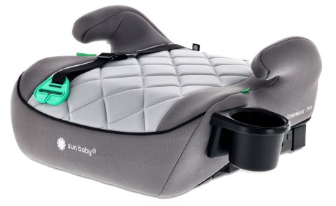 Fotelik podstawka booster siedzisko samochodowe SUNBABY - ISOFIX LittleNestPro 125-150 cm z uchwytem na kubek - szary
