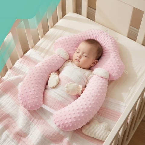 PODUSZKA DLA DZIECKA NIEMOWLĄT REGULOWANA DWUSTRONNA STABILIZUJĄCA „gniazdko" ERGONOMICZNA RÓŻOWA