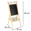 Tablica magnetyczna kredowa dwustronna drewniana literki kreda 38x37x90cm