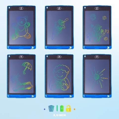 Znikopis Tablet graficzny do rysowania 8,5 cala + rysik multikolor Sun Baby niebieski