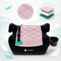 Fotelik podstawka booster siedzisko samochodowe SUNBABY - ISOFIX LittleNestPro 125-150 cm z uchwytem na kubek - czarny & różow