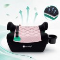 Fotelik podstawka booster siedzisko samochodowe SUNBABY - ISOFIX LittleNestPro 125-150 cm z uchwytem na kubek - czarny & różow
