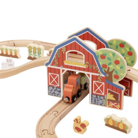 TOOKY TOY Drewniana Kolejka Farma Zestaw 48 el.